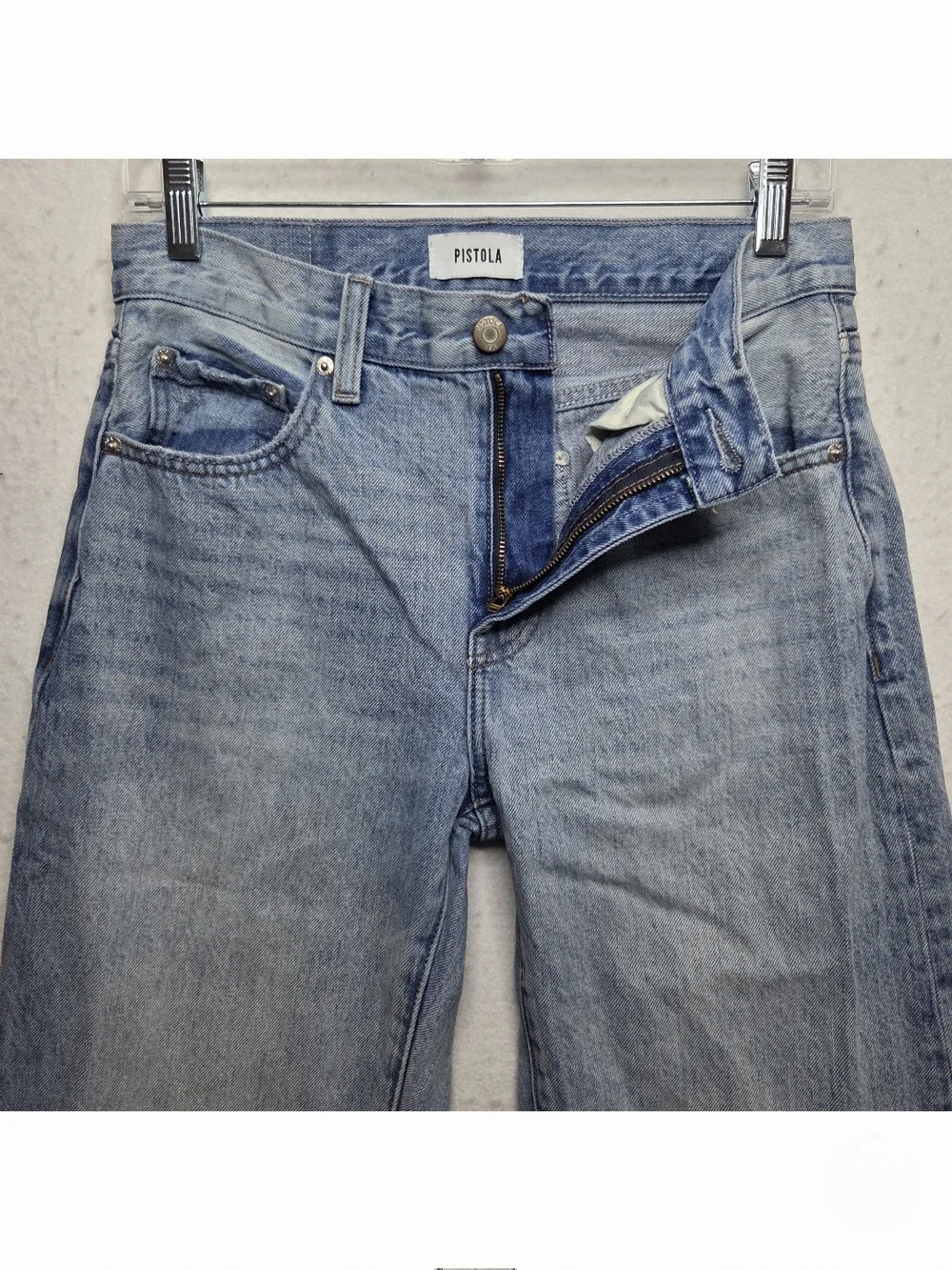 Pistola Lexi Mid Rise Bowed Straight Jean Cotton Bowie Blue Size 26 (28×28)* - Picture 2 of 9